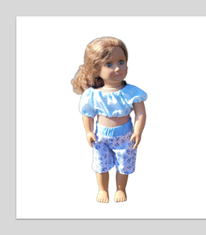 Blue Culotte Shorts with Blue Peasant Top Our Generation Doll