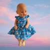 40cm Baby Born Doll Blue Cat Dress with Flutter sleeves