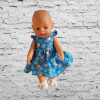 42cm Baby Born Doll Blue Cat Dress with flutter sleeves