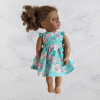American Girl Doll Green Teddy Dress with flutter sleeves